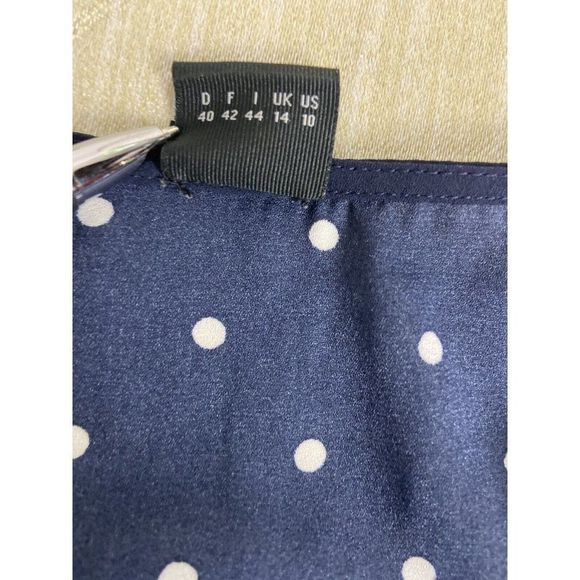 S. OLIVER BLACK LABEL Women's  Blue Polka Dot  Riffle Blouse Top Shirt Size 10 - Picture 8 of 8